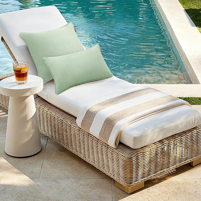 Pack of 4 Outdoor Throw Pillows,20x12 Inch All-Weather Water-Resistant Patio Pillows with Inserts,Decorative Pillows for Patio Furniture,Couch,Sofa,Poolside,Light Green