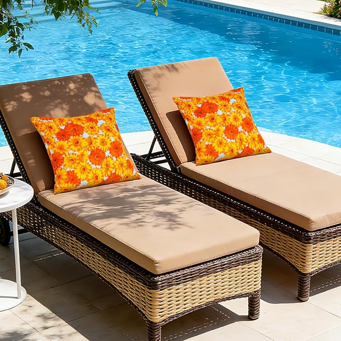 Eternal Beauty 18X18'' Set of 2 Outdoor Decorative Pillow Covers Waterproof Outdoor Pillow Covers for Spring Summer Patio Throw Pillows, 18X18 inches, Sunflower