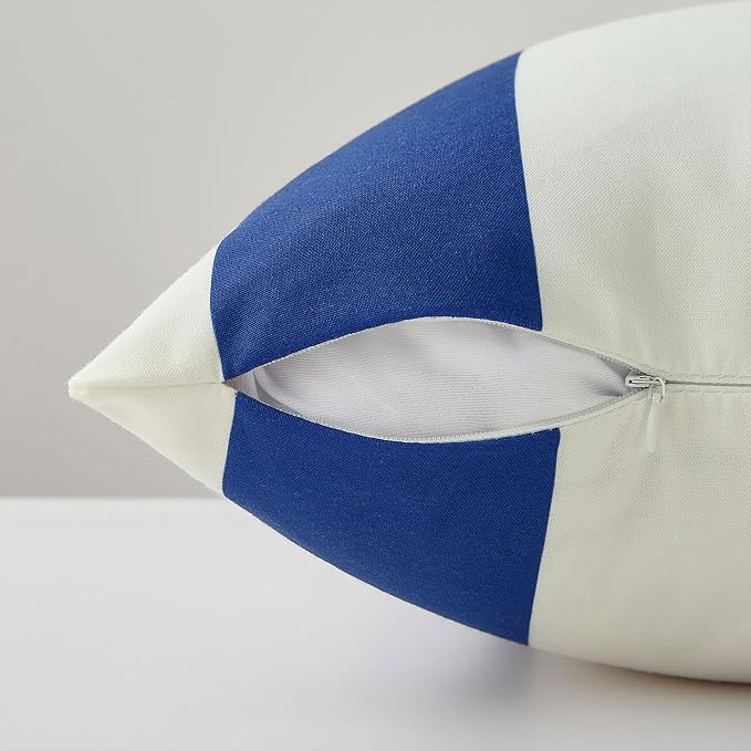 Allorry Outdoor Pillow Covers 12x20 Royal Blue Striped Outdoor Decor 007N12 | Striped Pillow Covers|for Spring Summer Outdoor Waterproof Garden Patio Furniture Sofa Bed Home Decor