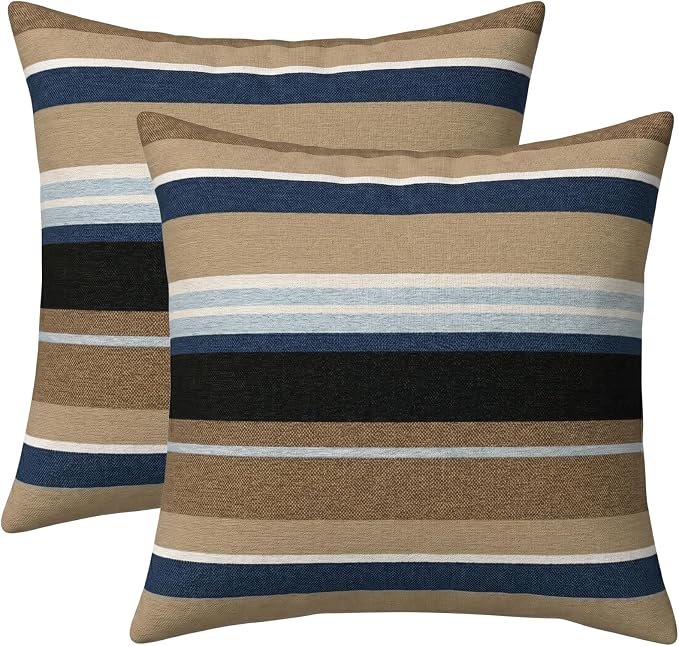 RSH DECOR Square Throw Pillows Set of 2, 17" x 17", Outdoor Pillows Waterproof, Outdoor Pillow Covers, Pillow Covers for Couch, Zone Eclipse, Made in USA