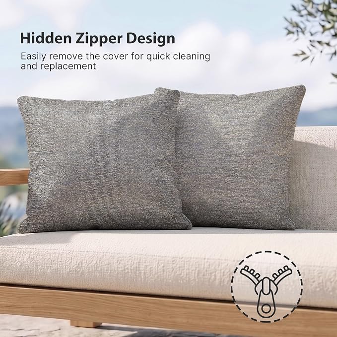 Outdoor Throw Pillow Set of 2 with Inserts, Outdoor Lumbar Pillow Water Resistant for Patio Furniture, 18x18 Inch Outdoor Pillows with Removable Zipper Cover