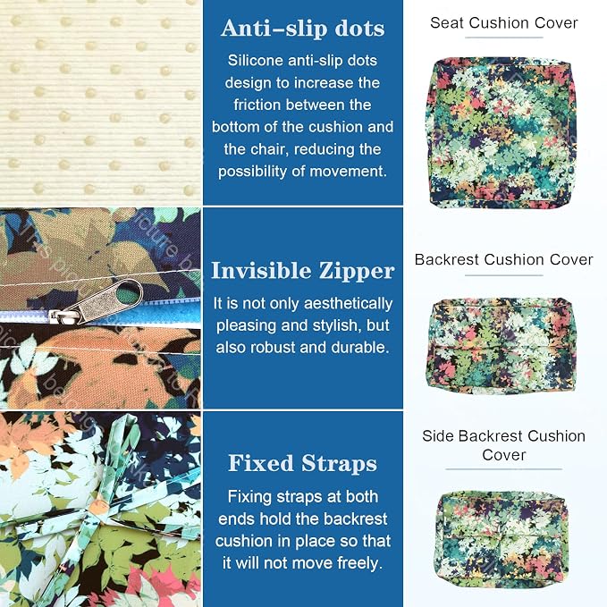 14 PCs Patio Cushion Covers, Furniture Cushion Slipcovers, 23.6"x23.6"x3.5" | Outdoor Cushion Slipcovers, Water Resistant Fabric, Zipper Design, Fits Patio Sectional Furniture