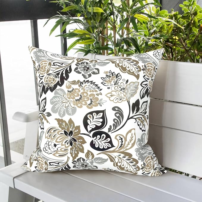 LVTXIII Outdoor Throw Pillows, Decorative Throw Pillows with Inserts, 20"x20" Square Pillows for Bed, Couch, Sofa and Patio Furniture, Set of 2, Dailey Tan