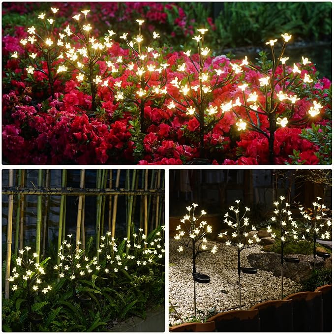 8 Pack Solar Lights Outdoor Waterproof, Garden Lights Solar Flowers | 2 Modes 160LED, Fairy Garden Decor for Outside, Yard, Patio, Pathway, Lawn Decorations, Gardening Gifts for Women Mom