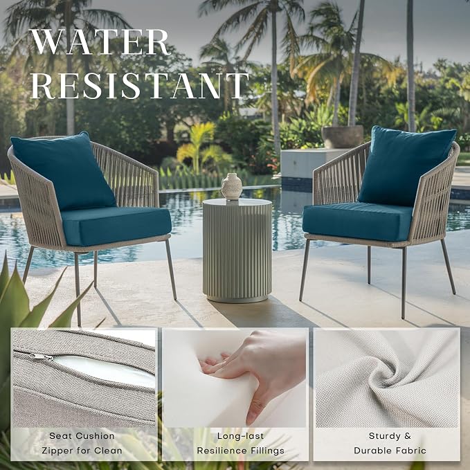Luxury 24*24*6in Outdoor Patio Cushions, 6 Pieces Malachite Outdoor Cushion | 6in Outdoor Patio Cushions, Water-Resistant, Reversible, Removable Cover, for Patio Chairs Sofa Couch Loveseat