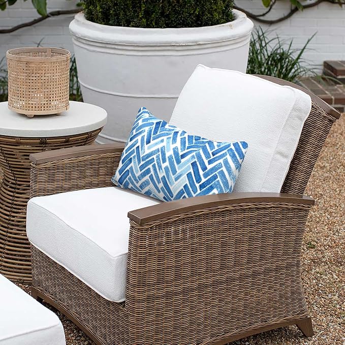 Outdoor Lumbar Pillow Covers 12”x20”, Rectangle Throw Pillow Covers for Patio Furniture, Decorative Lumbar Cushion Case for Garden Balcony Couch Office Chair, Pack of 2, Blue Bricks