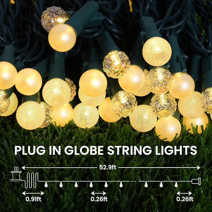 Globe String Lights, 200 LED Mix-Ball Fairy Lights Plug in UL Listed 67FT Christmas Tree Lights Christmas Outdoor Indoor Fairy Lights for Bedroom Tree Patio Party Garden Wedding, Warm White