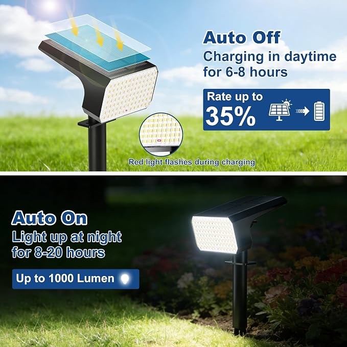 LANSOW Solar Spot Lights Outdoor Waterproof IP67, (8 Pack/90 LED/4 Modes) Solar Landscape Spotlights, 2-in-1 Solar Powered Flood Lights for Yard Garden Pathway Outside Tree, Auto ON/Off(Cool White)
