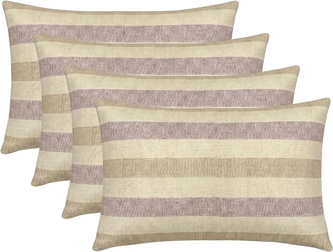 RSH DECOR: Sunbrella Jumbo Lumbar Throw Pillows Set of 4 | 26" x 16" | Indoor Outdoor for Patio Furniture | Water & Fade-Resistant | Includes Down-Alternative Inserts | Made in USA (Paris Lavendar)