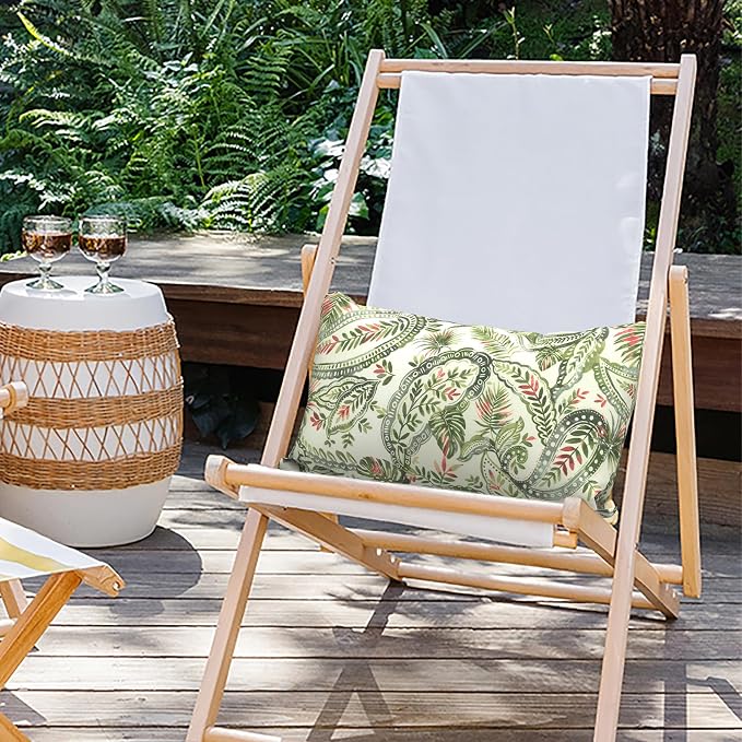 Outdoor Lumbar Pillows 12x20 inch, Rectangle Throw Pillows with Inserts, Decorative Lumbar Cushions for Patio Furniture Garden Couch Home Sofa Office Chair, Pack of 2,Faylinn Shadow Paisley