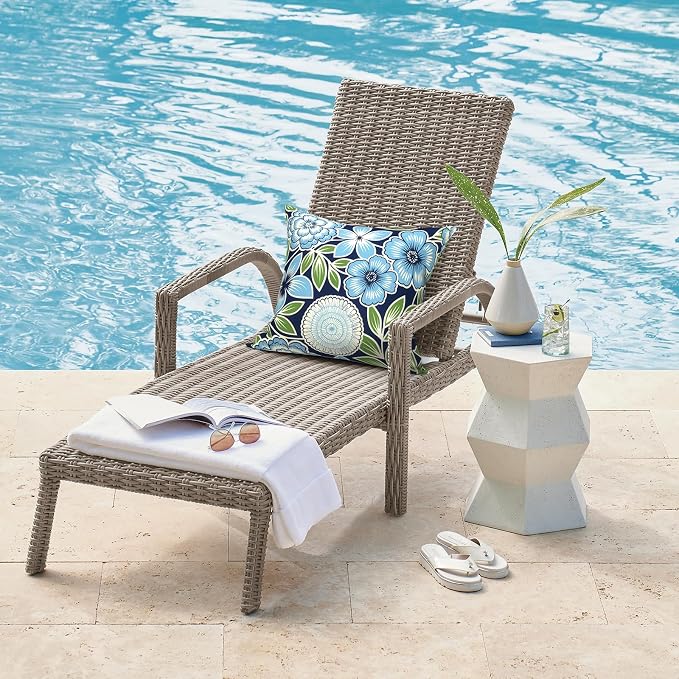 DYTXIII Pack of 2 Waterproof Outdoor Pillow with Inserts, 18x18 Square Patio Decorative Throw Pillow for Home,Sofa,Bench and Patio Furniture,Azure Symphony‌