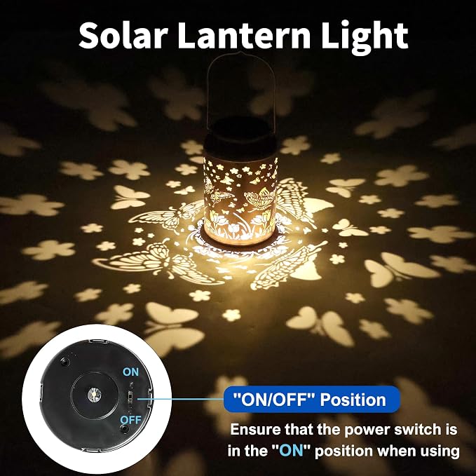 JEJOT Butterfly Solar Lanterns Outdoor Waterproof,Birthday Gift for Women | Gifts for Mom Grandma, Metal Hanging Solar Light for Yard Garden Porch Landscape Deconration-1Pack
