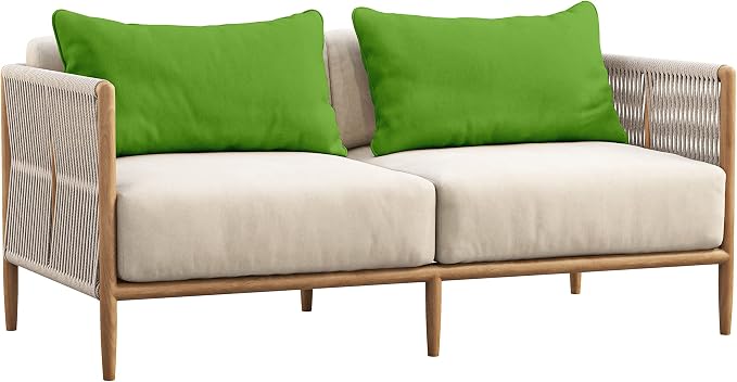 Indoor/Outdoor Polyester Fabric Lumbar Pillow Cover, All-Weather Waterproof Rectangular Cushion Case for Patio Furniture, 12 x 18 Set of 2 -Green