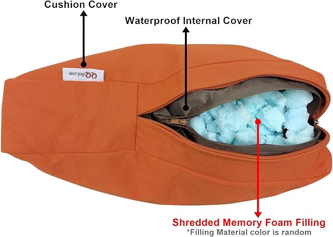 2 Pack 23X23 Inch Outdoor Back Cushion Memory Foam Pillows with Waterproof Internal Cover for Patio Furniture, Sofa, Loveseat, Deep Seat Chair - Rust Color