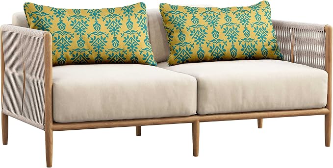 Indoor/Outdoor Polyester Fabric Lumbar Pillow Cover, All-Weather Waterproof Rectangular Cushion Case for Patio Furniture, 12 x 20 Set of 2 - Block-53