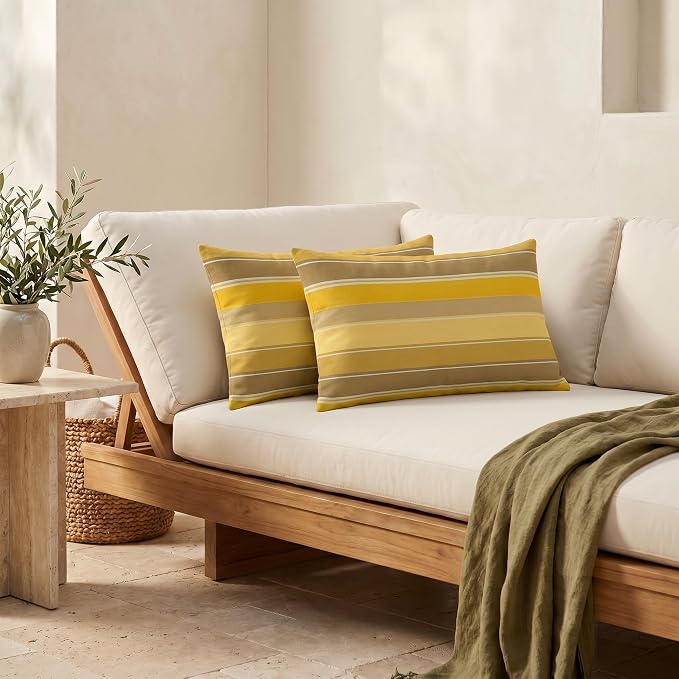 RSH DECOR: Sunbrella Jumbo Lumbar Pillows Set of 2 | 26" x 16" | Water and Fade-Resistant Performance Fabric | Outdoor Pillow Covers with Down-Alternative Inserts | Made in USA (Martinez Pineapple)