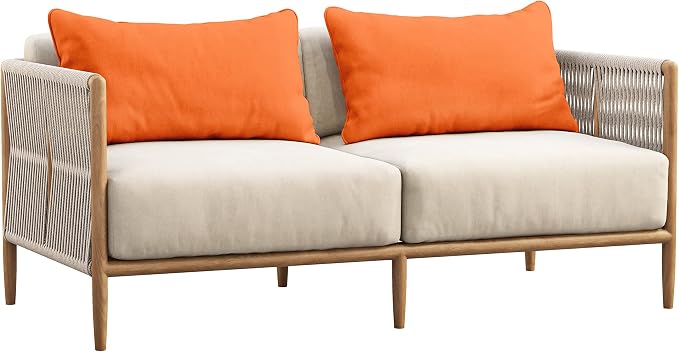 Indoor/Outdoor Polyester Fabric Lumbar Pillow Cover, All-Weather Waterproof Rectangular Cushion Case for Patio Furniture, 12 x 24 Set of 2 -Coral Orange