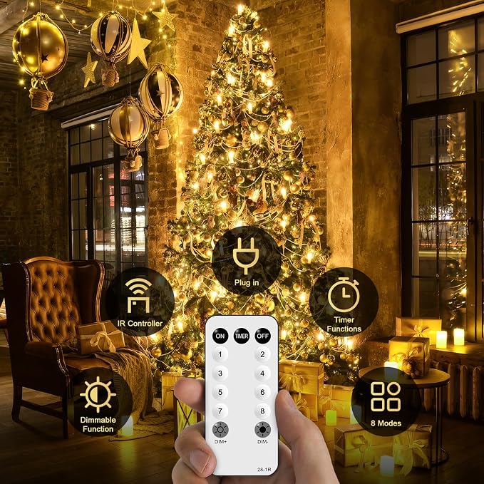 JMEXSUSS 168Ft 600 LED String Lights for Outside, Christmas Lights Outdoor | Indoor Classroom Lights Plug in for Tree Bedroom Patio Wedding Party Holiday Christmas Pergola Decor, Remote, Clear Wire