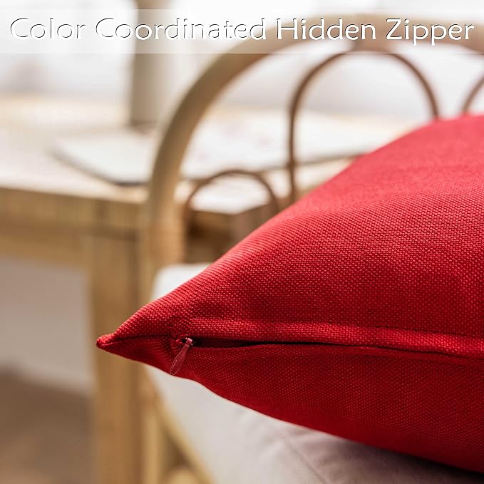 Home Brilliant Red Pillow Covers 18x18 Outdoor Pillows for Patio Waterproof Throw Pillow Cover for Couch Chair Tent Wedding Party Outdoor Decorations, 18x18 inches(45cm), Red