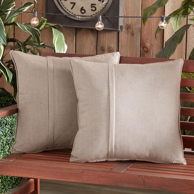 Greendale Home Fashions Sunbrella 20'' Square Outdoor Throw Pillow with Removable Cover (Set of 2), Cast Ash