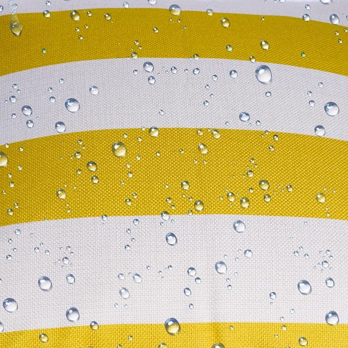tiggell 4 Pack Waterproof Pillow Covers Outdoor Throw Pillowcases Decorative Garden Cushion Case for Home Garden Patio Couch Balcony Striped (18 * 18 inch, Yellow & White)
