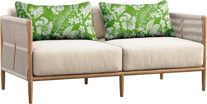 Indoor/Outdoor Polyester Fabric Lumbar Pillow Cover, All-Weather Waterproof Rectangular Cushion Case for Patio Furniture, 12 x 18 Set of 2 - Florals-72