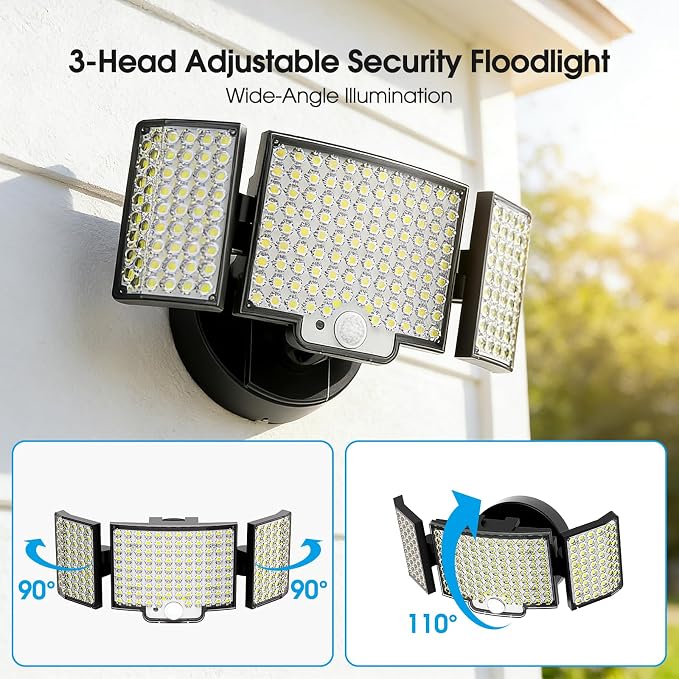 Motion Sensor Outdoor Light Hardwired, 45W 7500LM Security Flood Lights Motion Detector Dusk to Dawn Light, IP65 Waterproof, 220 LEDs Floodlight with Remote Control for Garage, Yard, Porch