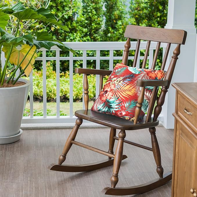 Throw Pillow Covers Set of 2, Outdoor Indoor Waterproof Decorative Patio Throw Pillowcase Shell 18x18 Inch, Square Cushion Case for Couch Sofa Garden Farmhouse Decoration-Chili Red Floral