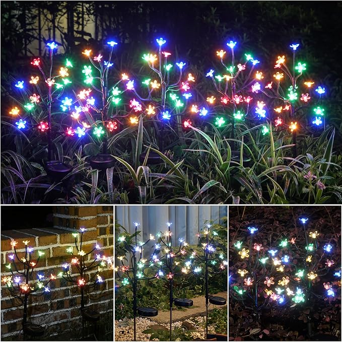 Solar Garden Lights Garden Decor, Solar Flowers Outdoor Decorative,2Pack 40LED Fairy Solar Lights Outdoor Waterproof Outside Yard,Patio,Pathway Decorations,Gardening Gifts for Women Mom