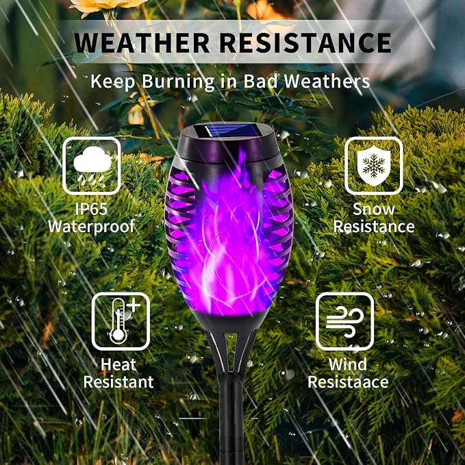 Swingers Solar Lights Outdoor, Halloween Solar Torch Lights | With Flickering Flame, Waterproof Outdoor Garden Lights for Outside Patio Pathway Yard Decorations
