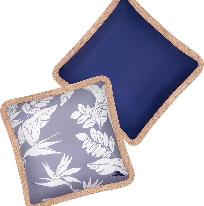 Tommy Bahama 18" x 18" Indoor/Outdoor Pillows, Pack of 2, Navy | Water-Resistant, Fade-Resistant Cushions with Inserts, Reversible Covers For Patio, Poolside And Garden Seating