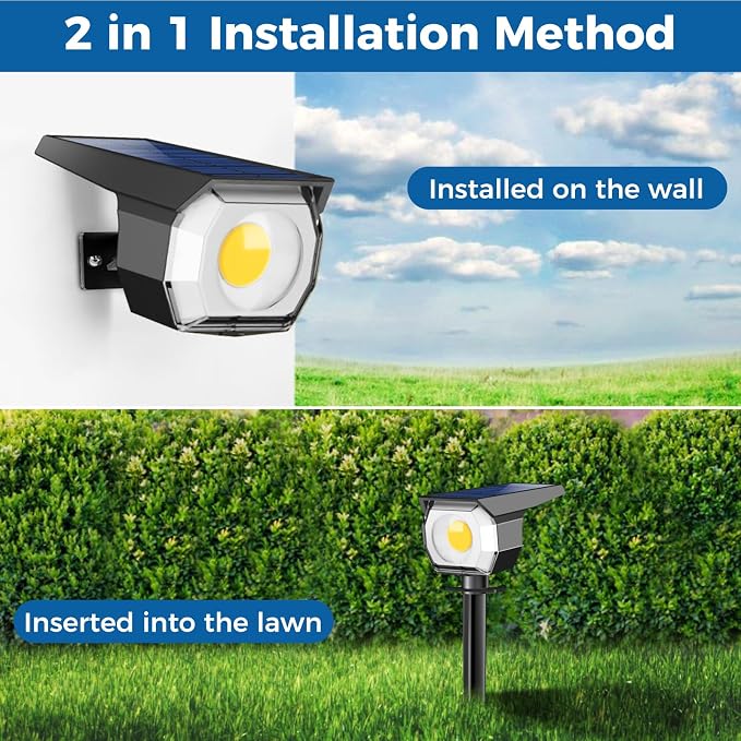 8 Pack Solar Lights Outdoor, Spotlights Outdoor Waterproof 3 Modes, 2-in-1 Auto On/Off Solar Spot Landscape Lighting Outside for Tree Plants Yard Garden Pathway, Warm White