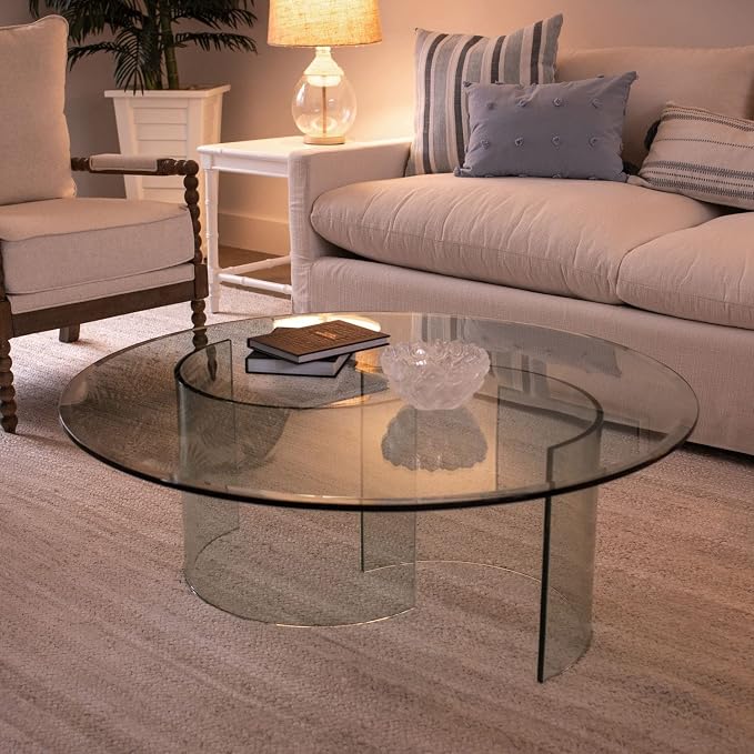 Spancraft 48" Inch Round 3/8" Thick Clear Glass Table Top with Pencil Edge Edge and Tempered Glass, Replacement Glass Table Top, Great for Dining Tables, end Tables, and Outdoor Patio Table Tops or
