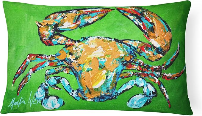 Caroline's Treasures MW1154PW1216 Wide Load Crab Canvas Fabric Decorative Pillow Machine Washable, Indoor Outdoor Decorative Pillow for Couch, Bed or Patio, 12HX16W