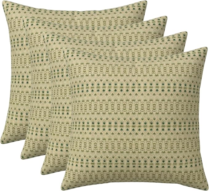RSH DECOR Square Throw Pillows Set of 4, 17" x 17", Outdoor Pillows Waterproof, Outdoor Pillow Covers, Pillow Covers for Couch, Cabrera Verde, Made in USA