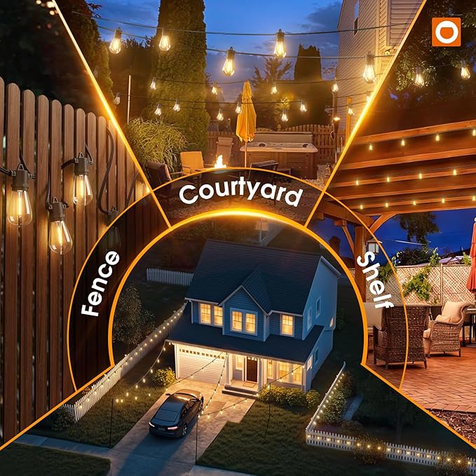 addlon 54FT(2FT) Solar String Lights Outdoor, with 24 Bulbs, Last 20+ Hrs | USB Charging, IP65 Waterproof. Dimmable Timer via Remote. Memory, 3 Modes, 2700K Warm White. Easy Install for Patio, Porch.