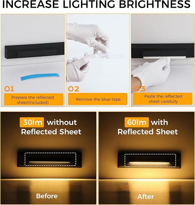 CLOUDY BAY [12 Pack] 3 Color Low Voltage 12-24V LED Step Lights Outdoor,2.5W Landscape Cutoff Stair Riser Light,Deck Step Lights Exterior Accent Lighting Fixtures,Wet Location,Black