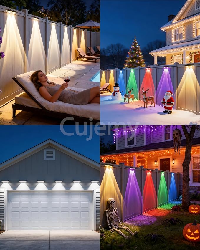 Outdoor Deck Lights 16 Pack, 100ft Smart RGB Outdoor Lights, APP | Remote Control, Waterproof LED String Light with Timer for Wall Fence Step Yard Stairs Pool Halloween Christmas Decor