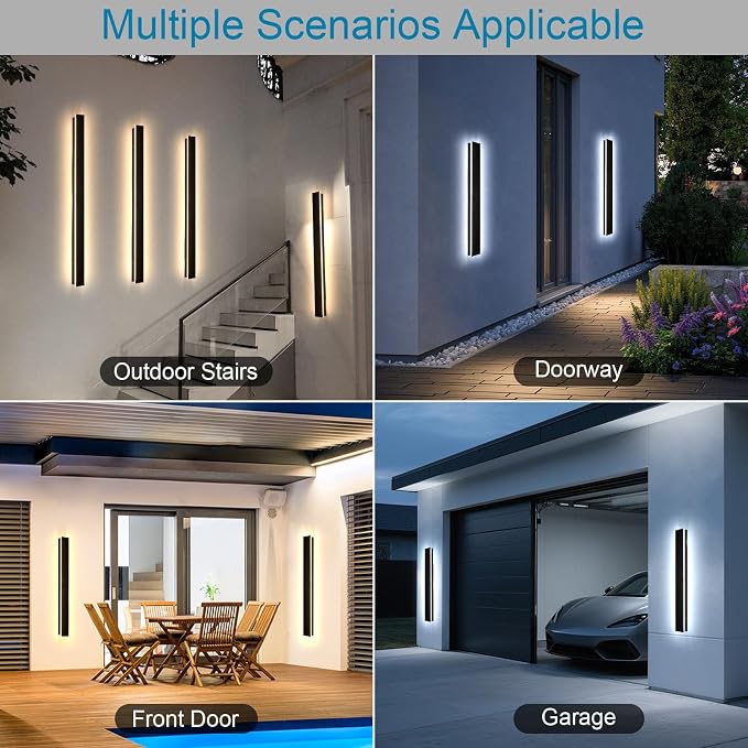 47inch Modern Outdoor Wall Light, Dimmable IP65 Waterproof Long Exterior Light Fixtures Wall Mount, LED Linear Outdoor Wall Sconce Lights, 2700K-6500K Outside Garage Lights for House Patio