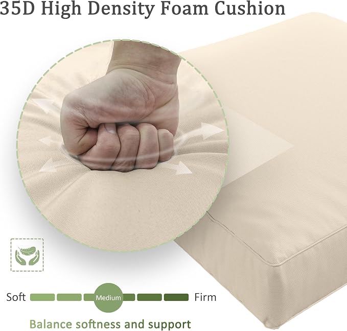 Outdoor Furniture Replacement Cushions, Waterproof Patio Furniture Cushions, 4" Deep Seat Outdoor Sectional Cushion for 3-Seat Outdoors Rattan Sofa Patio Sofa Cushion, Cream