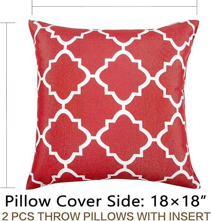 JMGBird Outdoor Accent Pillows Throw Pillows with Inserts Included | Water-Resistant Outdoor Pillows 18x18 inch Durable Red White Checkered Throw Pillows with Inserts for Patio Furniture