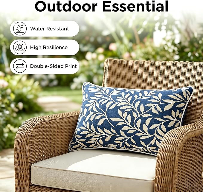 JMGBird Waterproof Outdoor Pillow Covers with Inserts Included | 12×20 Outdoor Patio Pillows Outdoor Throw Pillow for Furniture, Patio, Couch