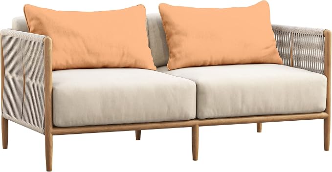 Indoor/Outdoor Polyester Fabric Lumbar Pillow Cover, All-Weather Waterproof Rectangular Cushion Case for Patio Furniture, 12 x 18 Set of 2 -Light Peach