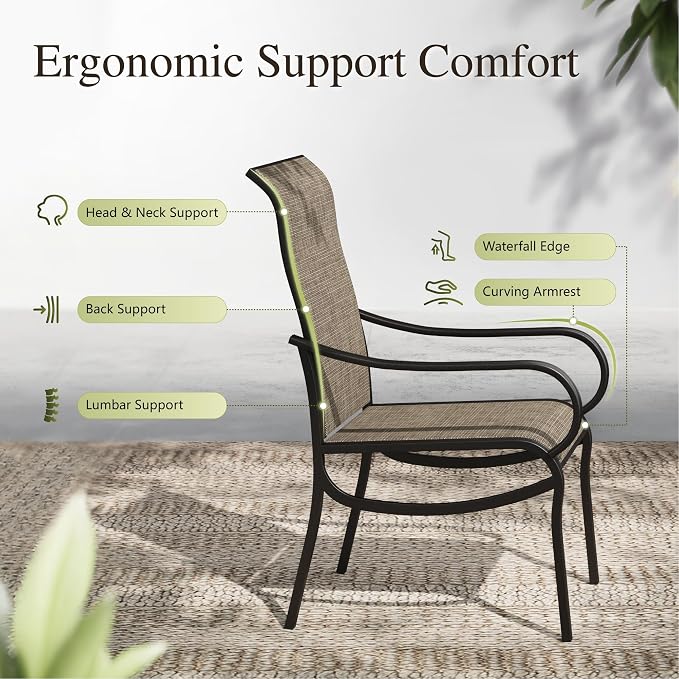 Sophia & William Patio Dining Set for 6 Person, Outdoor Dining Set with Umbrella, Patio Furniture Set for Deck Lawn Garden Backyard (Beige Umbrella,Base Not Included)