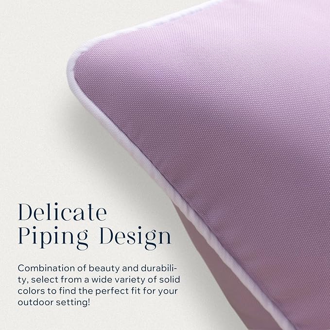 Phantoscope Pack of 2 Outdoor Waterproof Throw Pillow Covers Decorative Square Cushion Case Patio Pillows for Couch Tent, Lavender Purple 18x18 inches