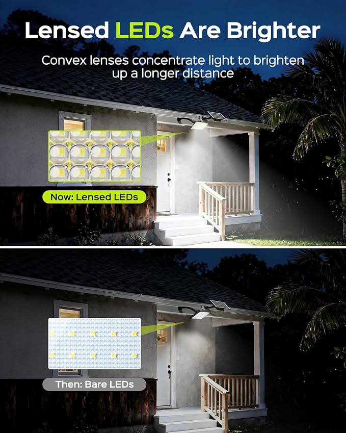 JACKYLED 1000 Lumens 299 LED Solar Lights Outdoor Bright Solar Dusk to Dawn Light, IP65 Waterproof Outdoor Solar Powered Security Flood Light for Wall Porch Shed Barn