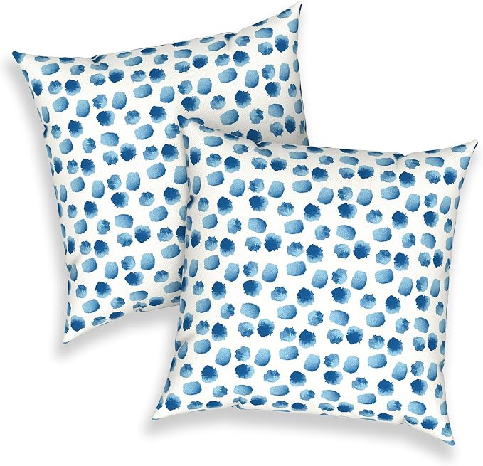 Outdoor Throw Pillows 16x16 Inch, Water Repellent Patio Pillows with Inners Set of 2 for Patio Furniture Home Garden, Brush Blue