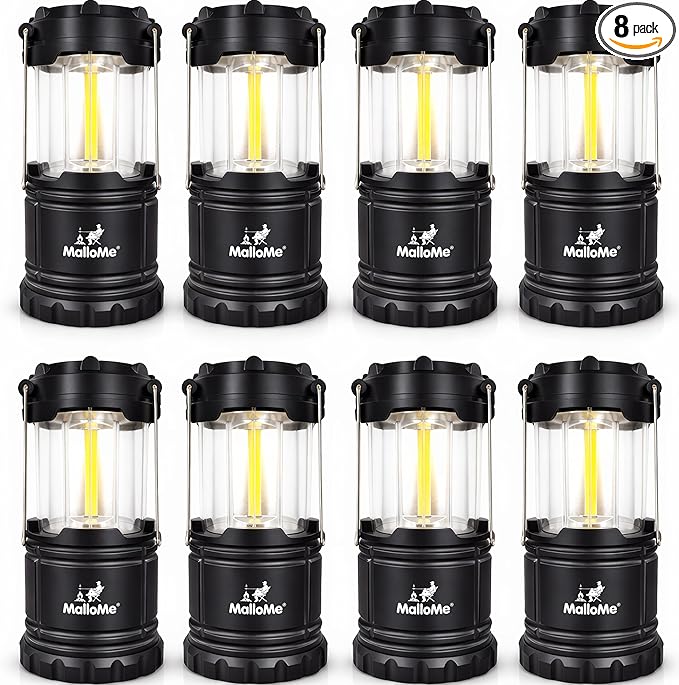 MalloMe LED Camping Lantern, Battery Powered Lanterns for Power Outages, Portable Hanging Collapsible Camping Lights for Outdoor, Home, Emergency, Hurricane Lamp Survival Outage Light 3 x AA Operated