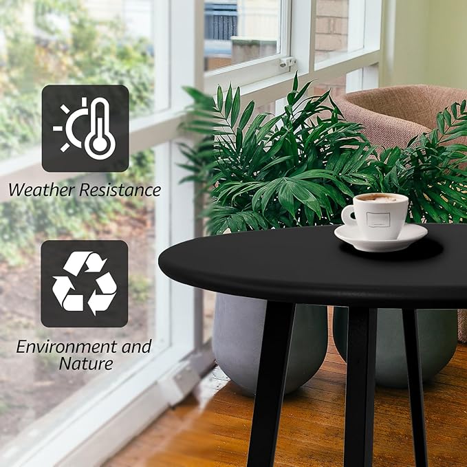 Meluvici Outdoor Side Table, Weather Resistant Patio Small Side Table Outdoor Indoor Round Metal Steel Small Table, Waterproof End Table for Garden Balcony Yard, Black