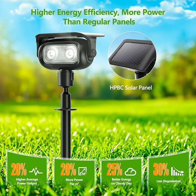 Brizled Solar Spot Light Outdoor Landscape Lighting RGB Color Spotlight | 360° Rotation Head; 9 Color & 11 Mode; IP65 Waterproof; Adjustable Height; Stake or Wall Mounted for Yard Tree Garden Pathway